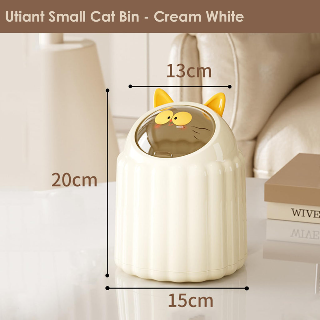 Utiant Small Bin with Lid, 1.3L Cute Cat Desk Bin Mini Rubbish Bin - image 5