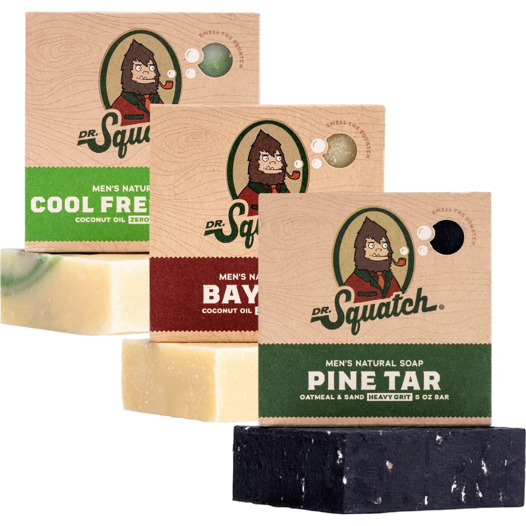 Dr. Squatch Natural Men's Soap 3-Pack – Pine Tar, Bay Rum, Aloe
