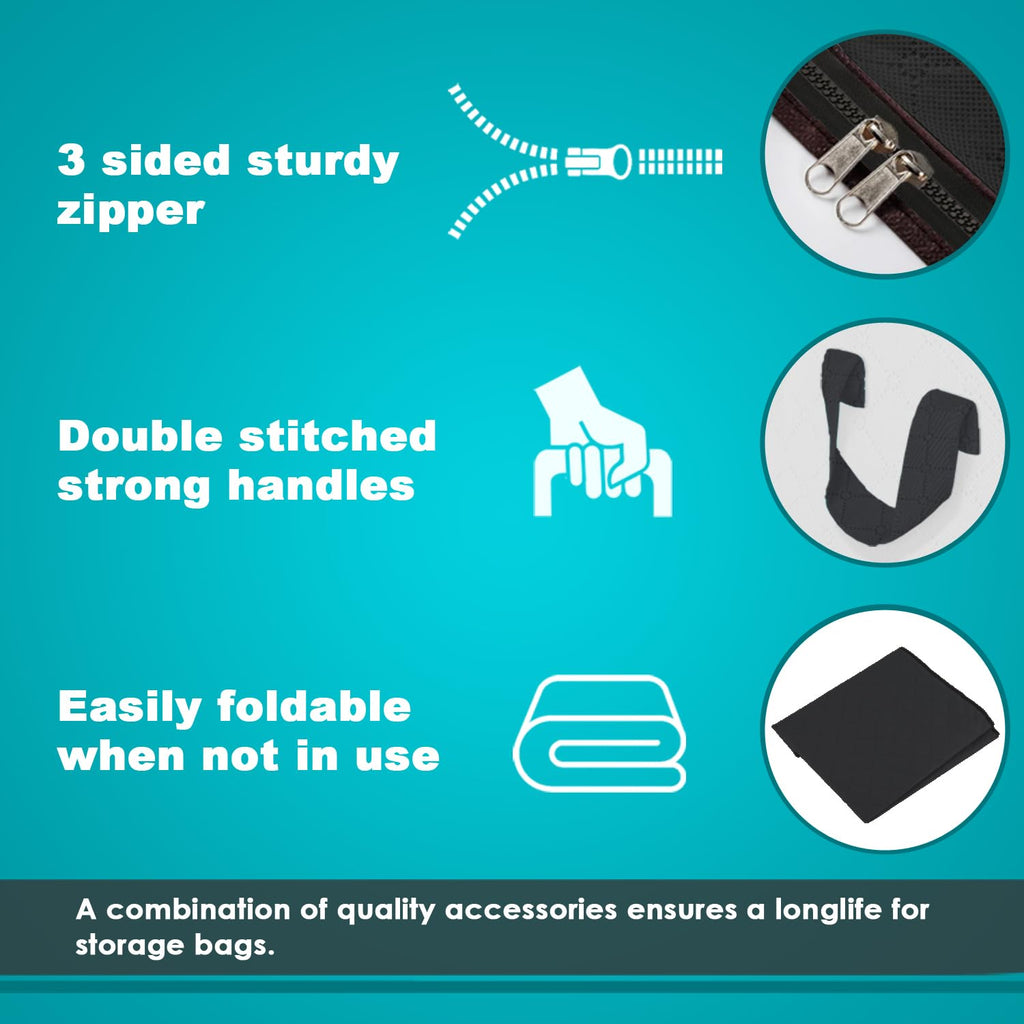 Joybees Clothes Storage Bags with Lids, 3-Pack, 90L Large Foldable Boxes with Zipper & Clear Window, Thick Scratch-Resistant Material - image 4