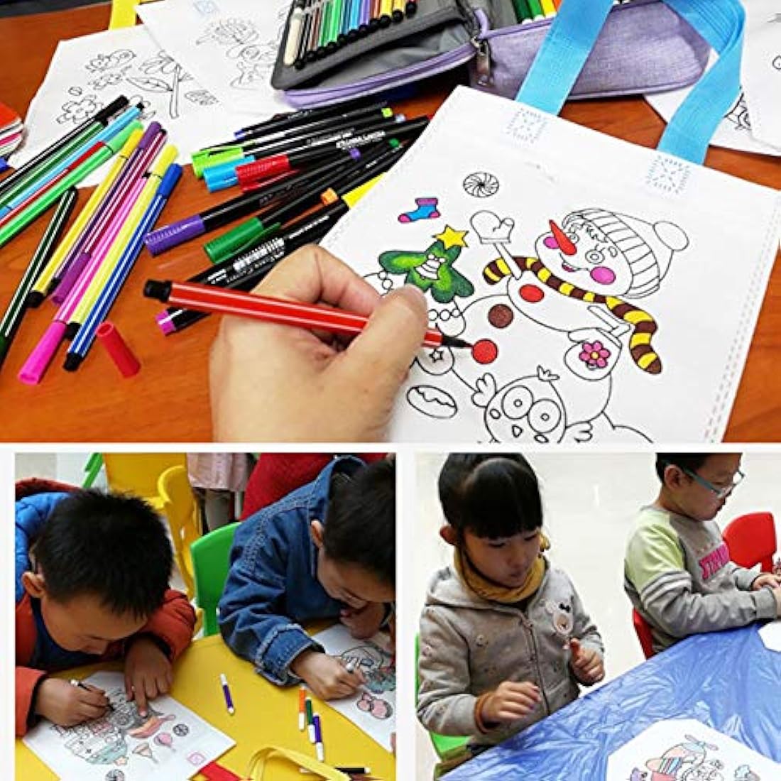 DIY Graffiti Party Bags | 20 PCS Non-Woven Kids Tote Bags