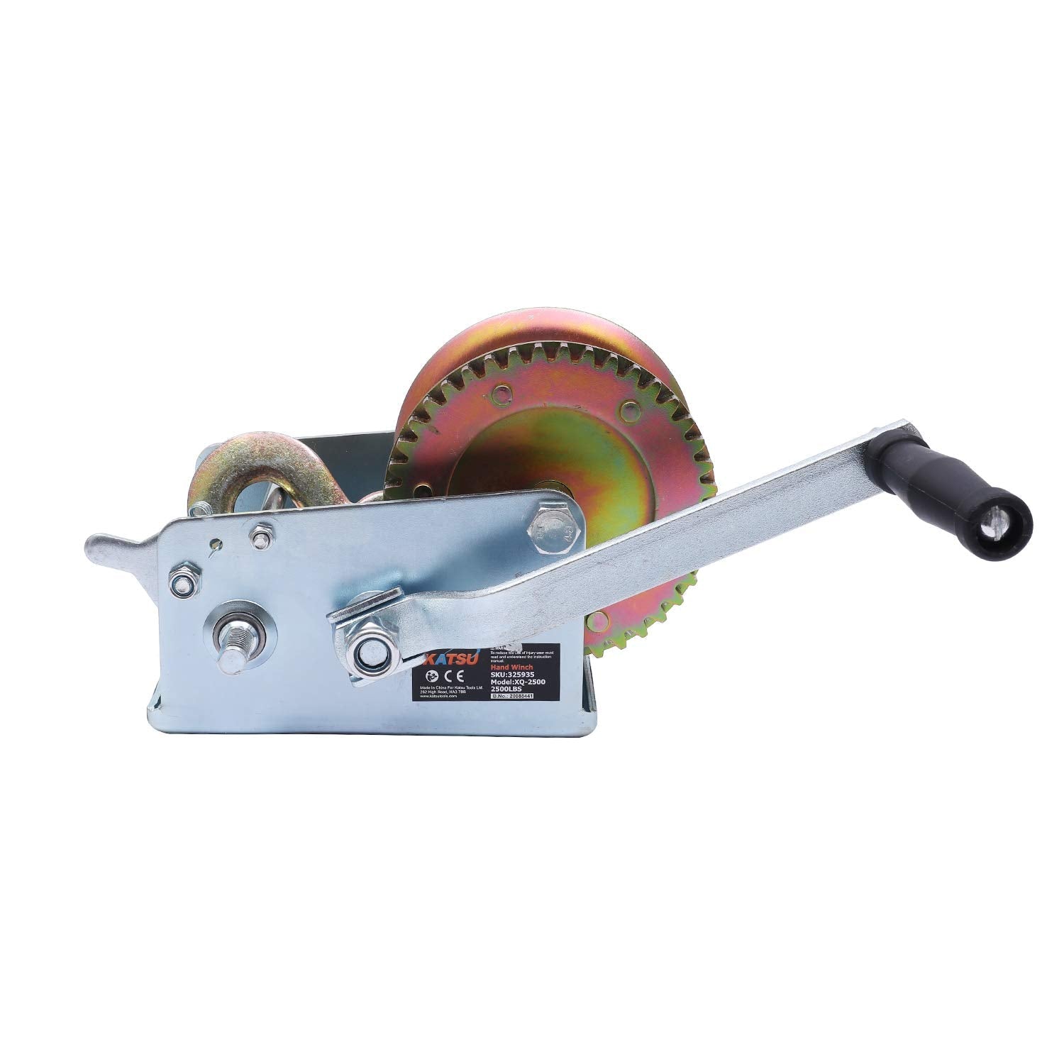 KATSU Heavy Duty Hand Winch | 2500LB Manual Crank with 10m Steel Rope