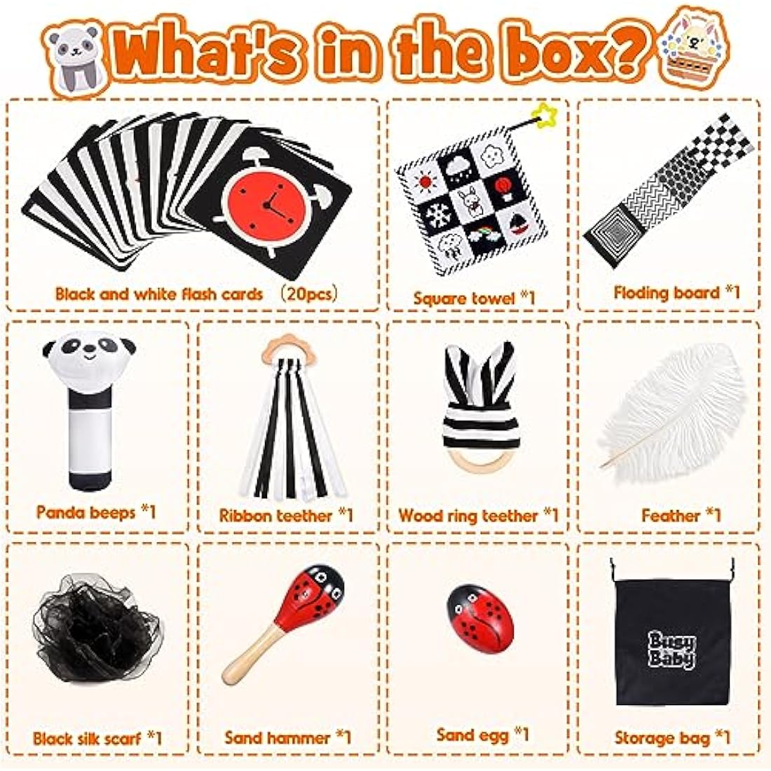 Black and White Sensory Toys – Montessori Baby Gift Set
