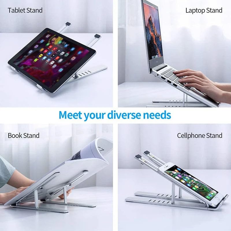Loxford London Laptop Stand for Desk, Adjustable Laptop Riser Metal Foldable Lap Desk Portable Computer Holder - image 3