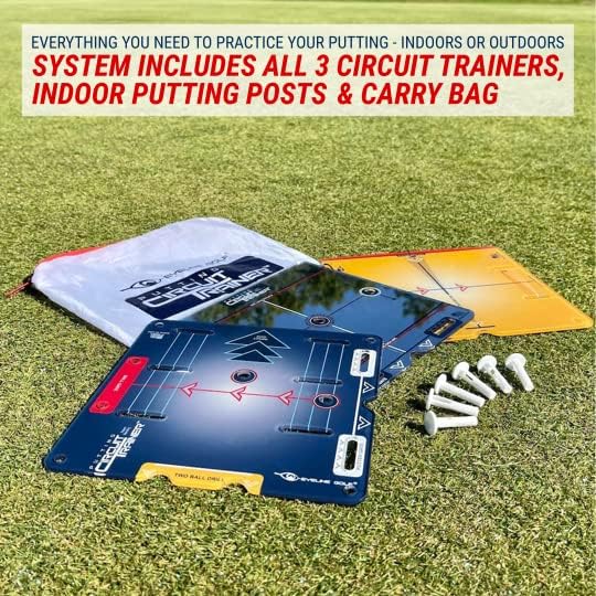 EyeLine Golf Circuit Trainer Putting Mirror System with 12 Drills & Bag