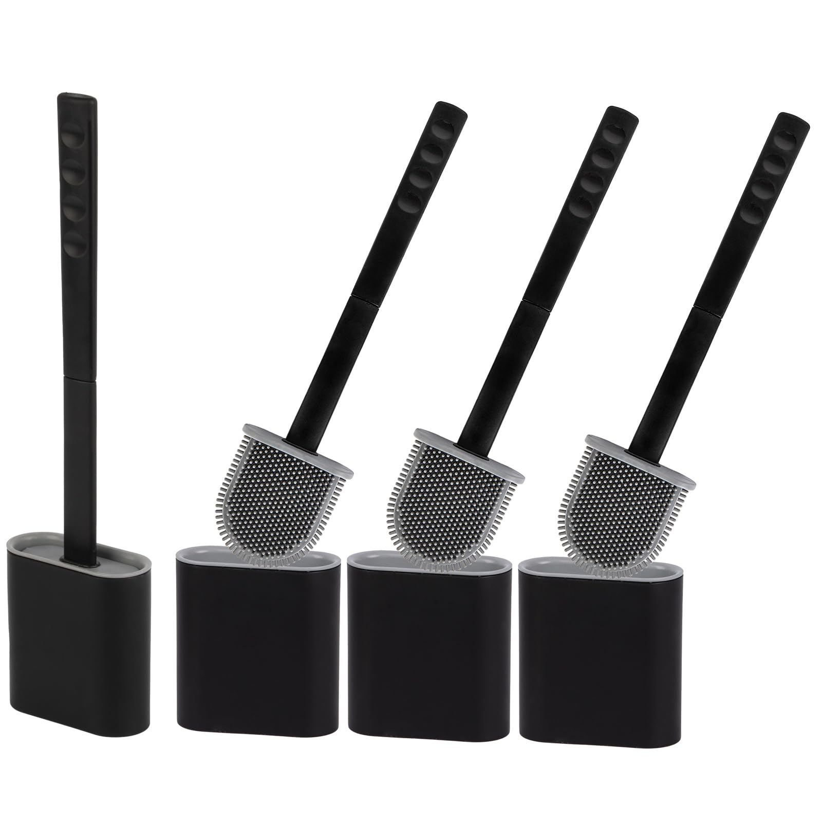 Silicone Toilet Brush Set - 4 Pack Drip-Free Bathroom Cleaner