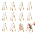 Taakige 12 Mini Staffeleien mit Leinwand 10x10 cm – Holz Tischstaffelei Set