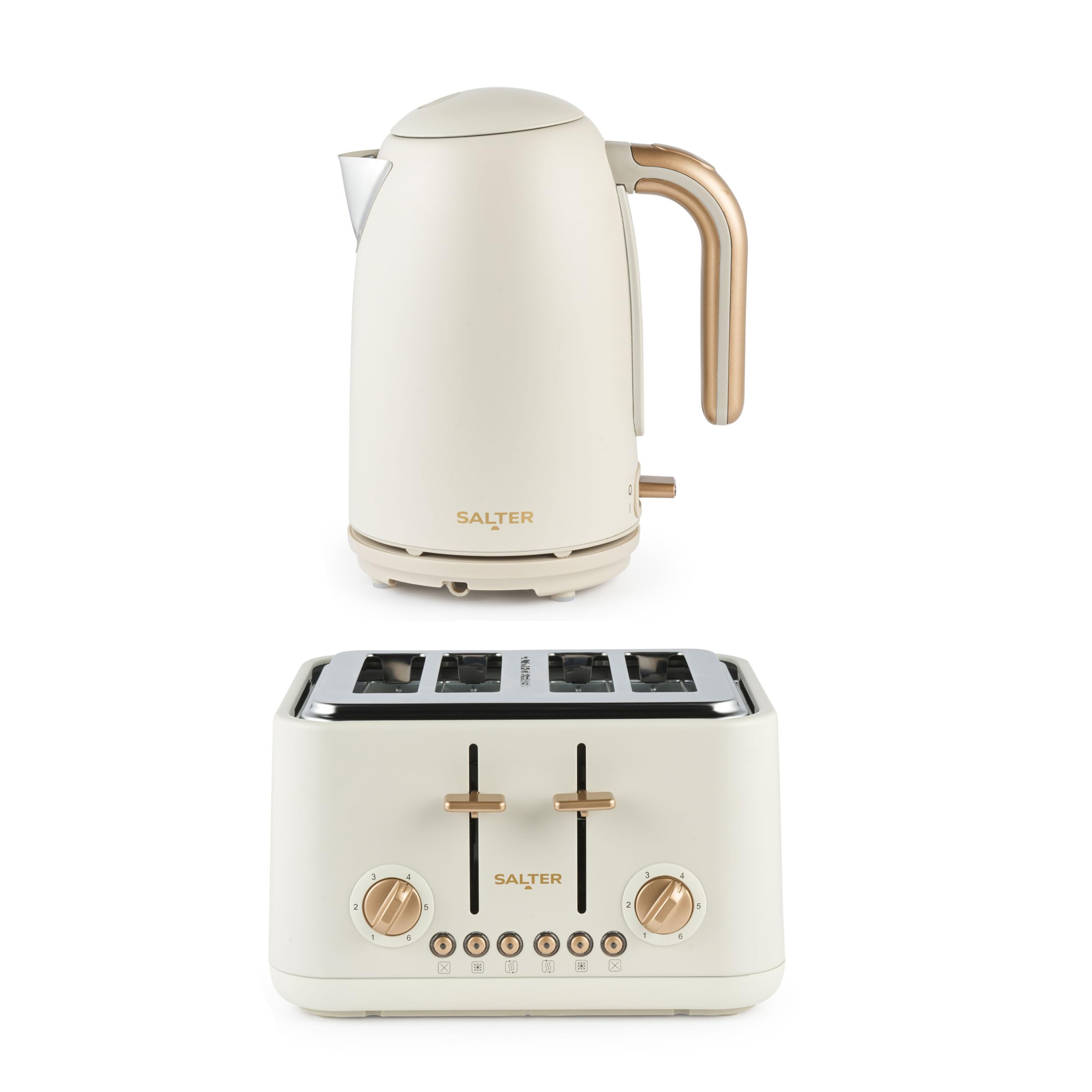 Salter Pebble Breakfast Set – 1.7L Fast Boil Kettle & 4-Slice Toaster