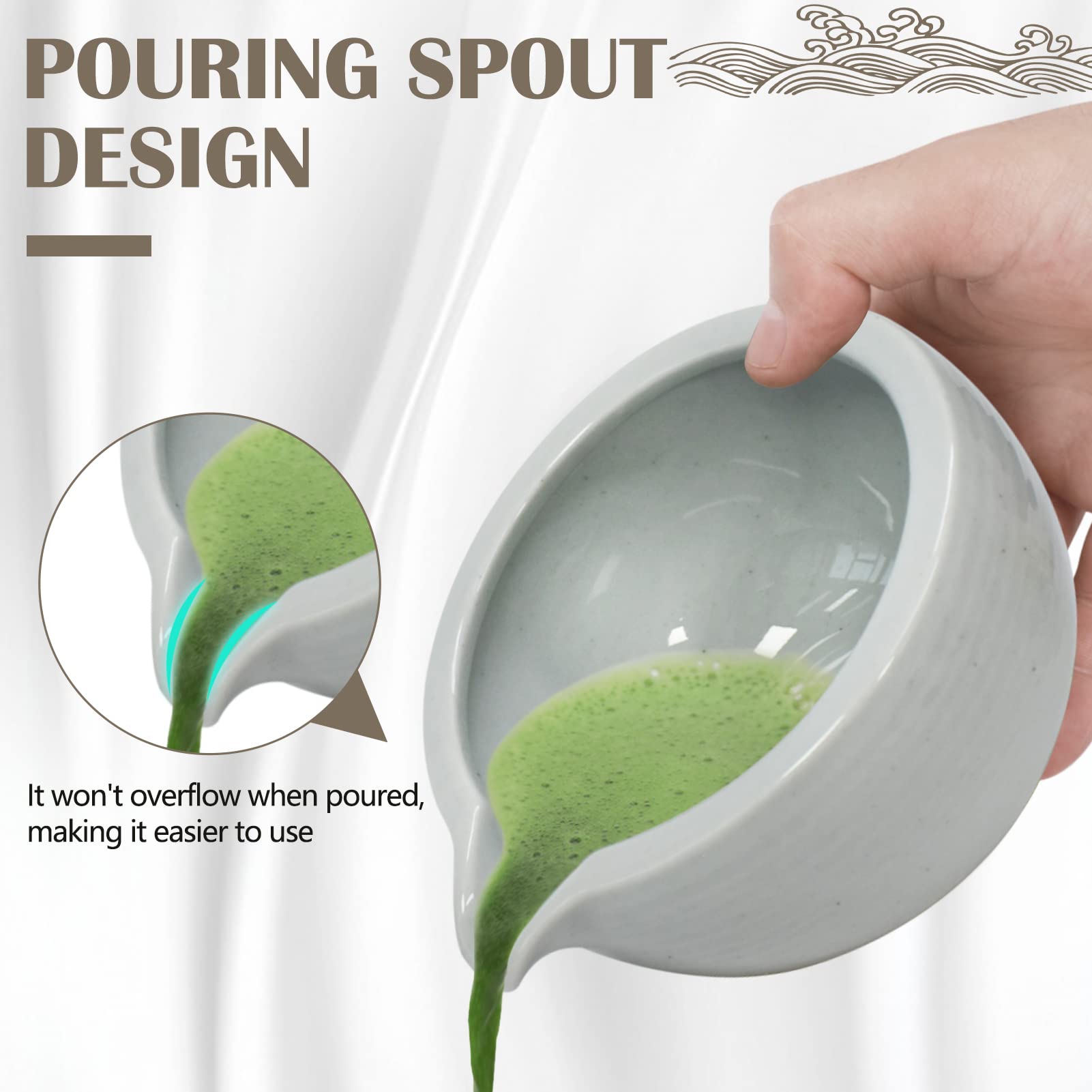 Artcome 9-Piece Japanese Matcha Tea Set with Pouring Spout Bowl & Whisk
