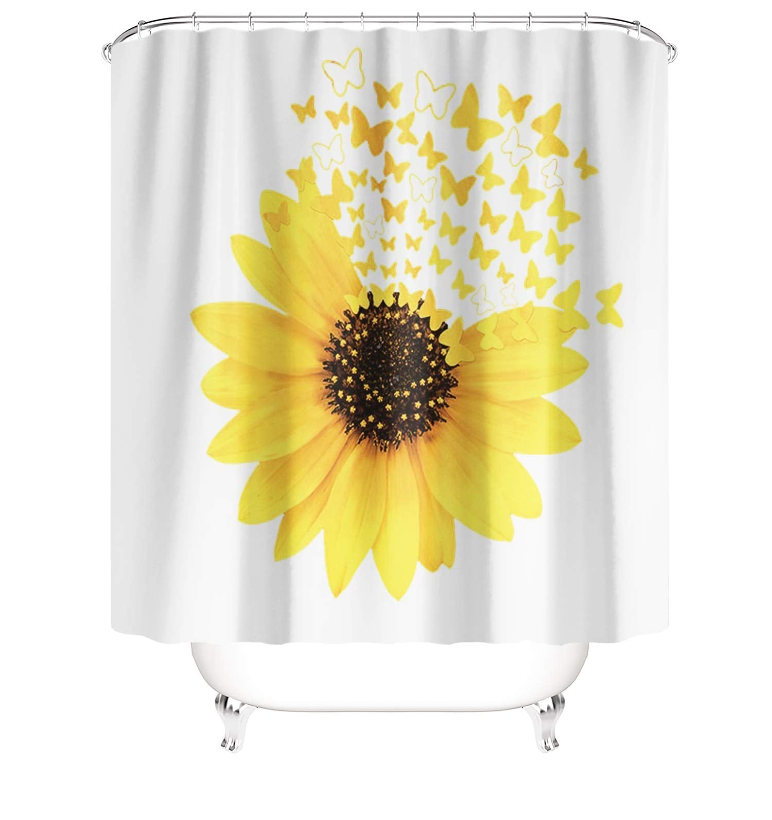 M&W DasDesign Sunflower Shower Curtain | Anti-Mould Waterproof Polyester