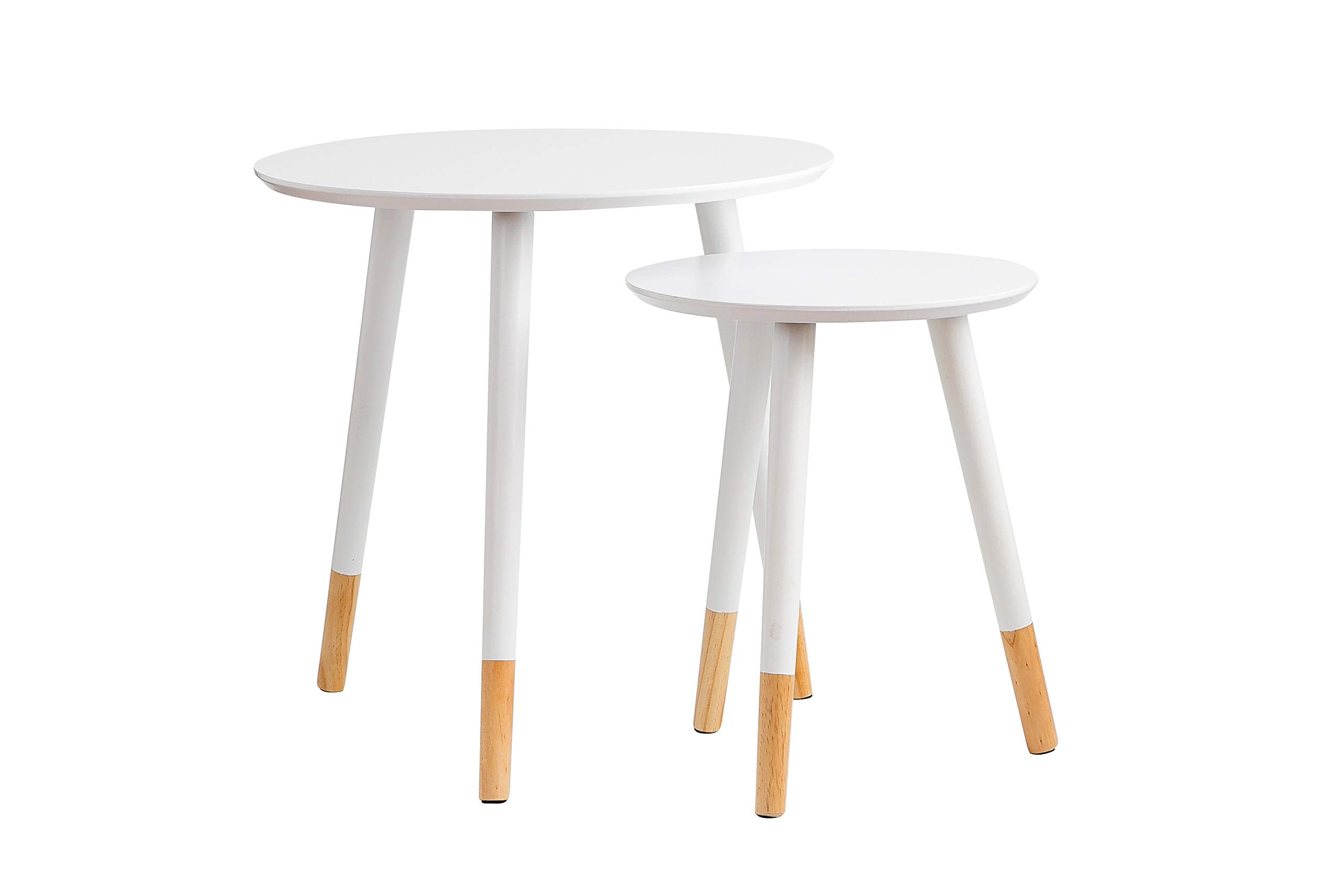 Aspect Dina Set of 2 Nesting Side Tables | White Wood Scandi Decor