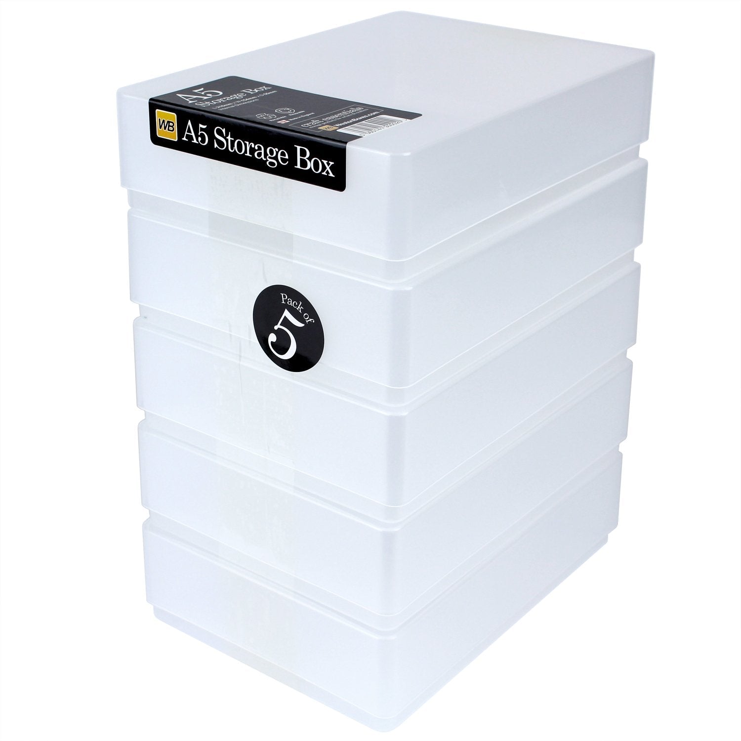 WestonBoxes A5 Clear Plastic Craft Storage Boxes - 1.8L (Pack of 5)