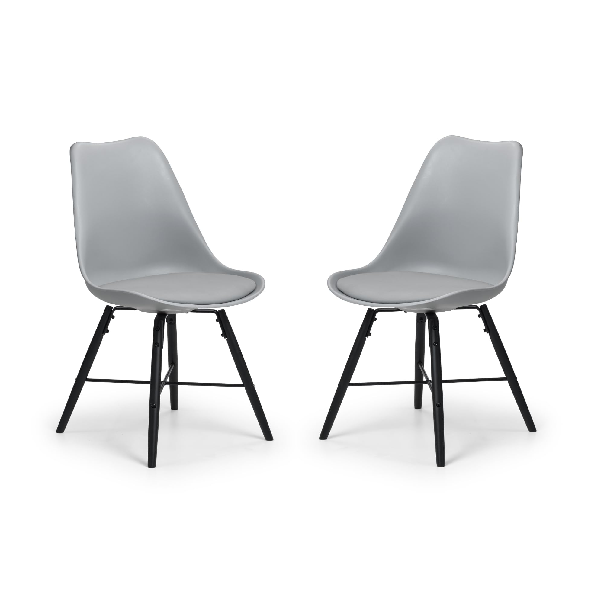 Julian Bowen Kari Grey Upholstered Dining Chairs with Black Metal Legs - Set of 2