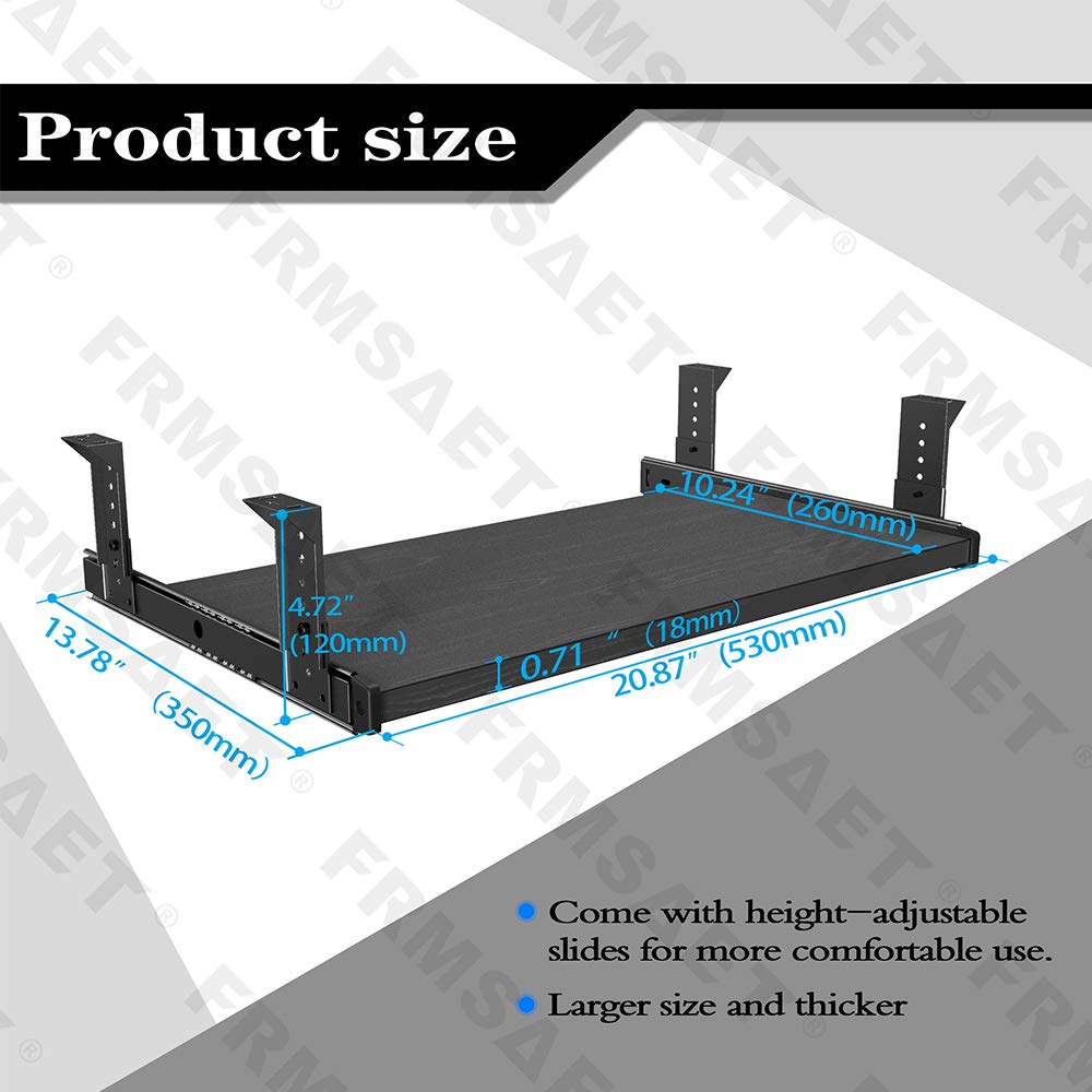 FRMSAET Office Product 20/24/30 inch Keyboard Drawer Tray20 inch, Black