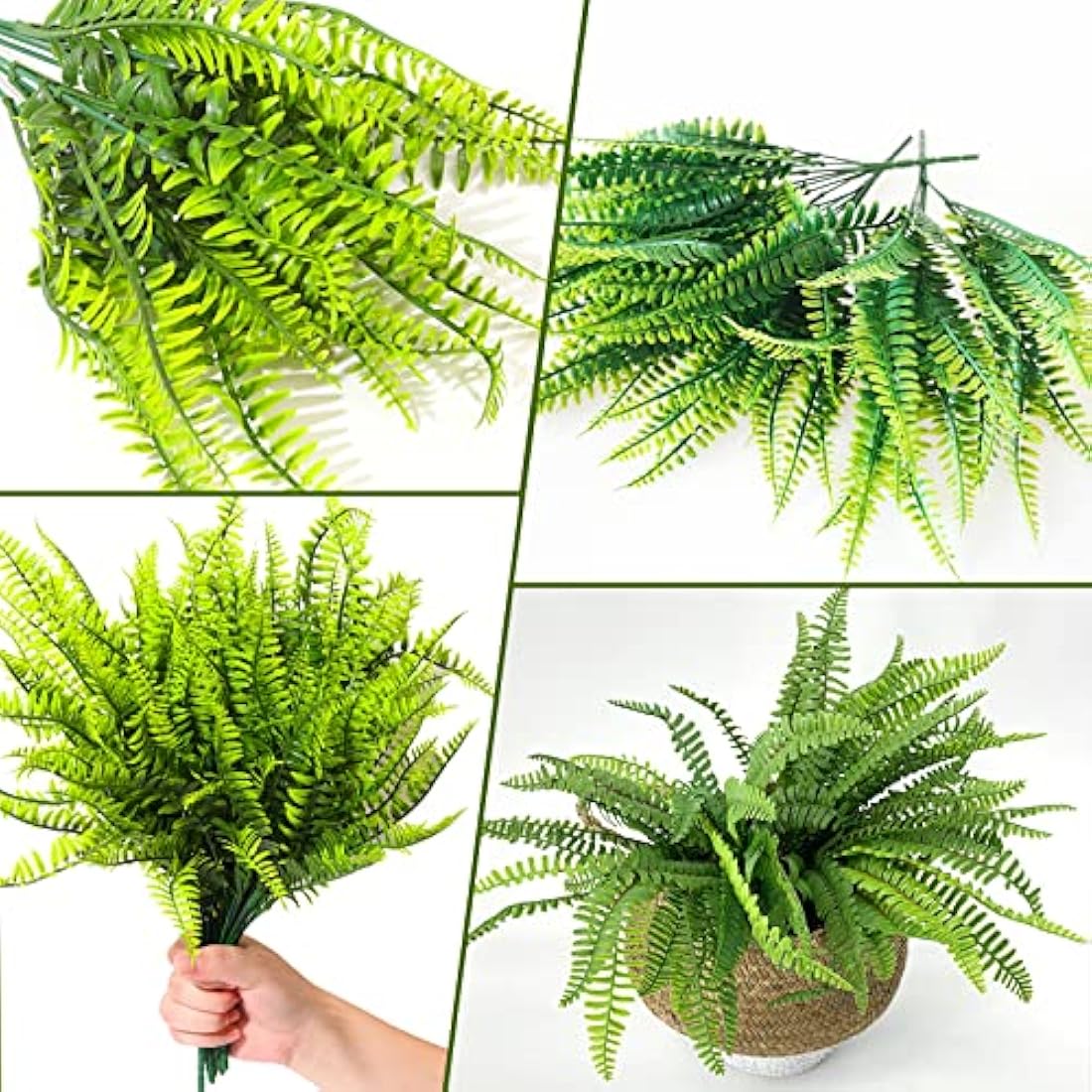 Jolof Store Artificial Boston Fern Plants - 12Pcs Faux Greenery Bushes