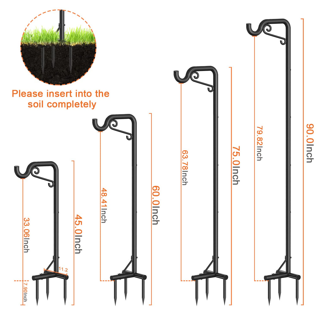 Mutool 90in Adjustable Shepherd Hooks - 2 Pack Heavy Duty Bird Feeder Pole