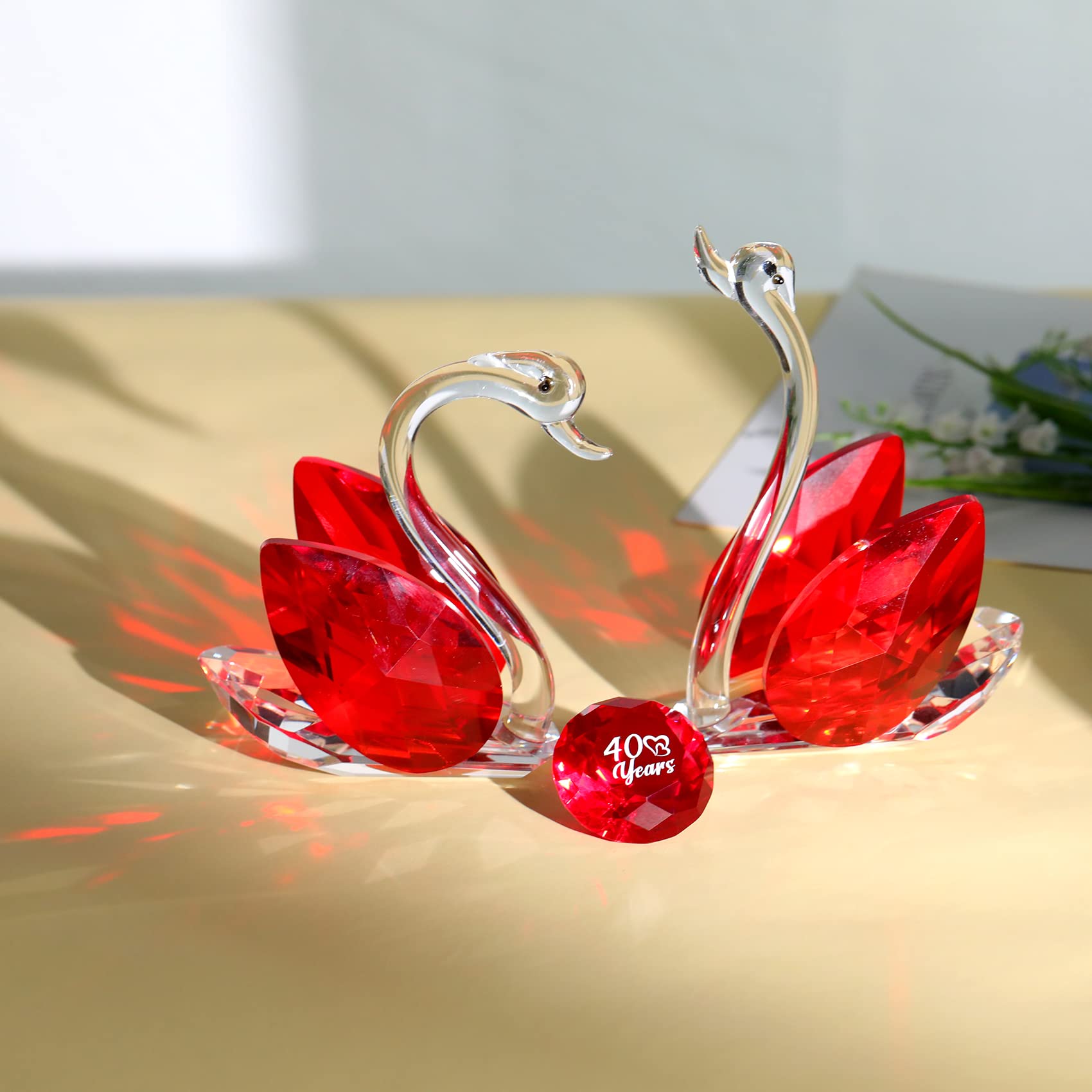 Crystal Swan Figurines – 40th Anniversary Glass Wedding Gift