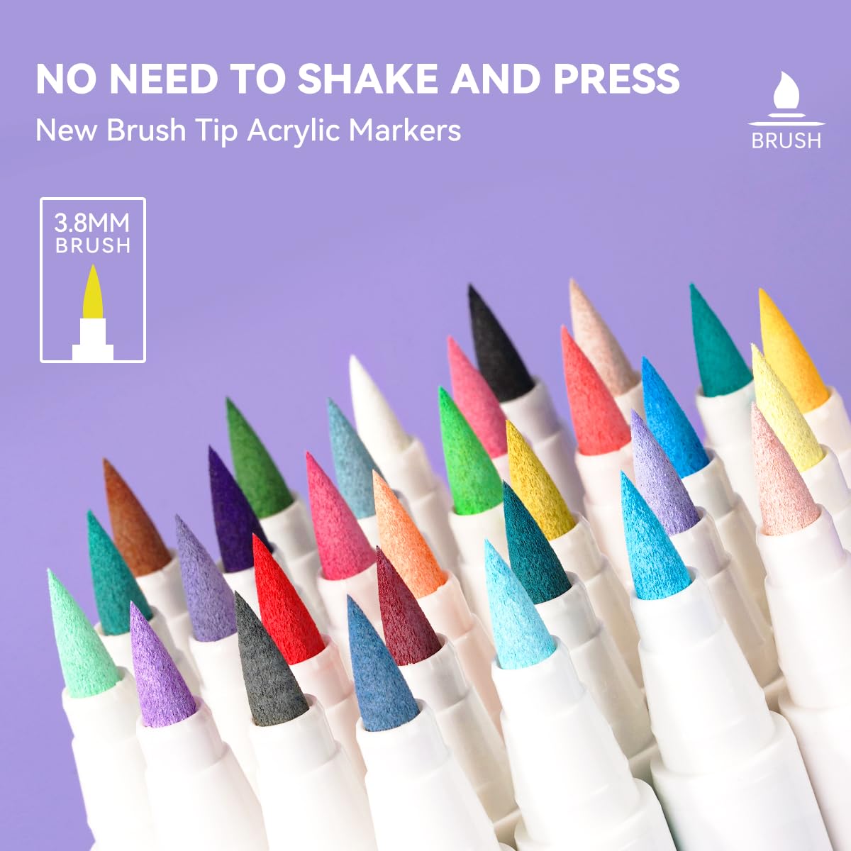 Arrtx Acrylic Paint Pens | 30 Vibrant Colors Brush Tip Markers for Rock Art