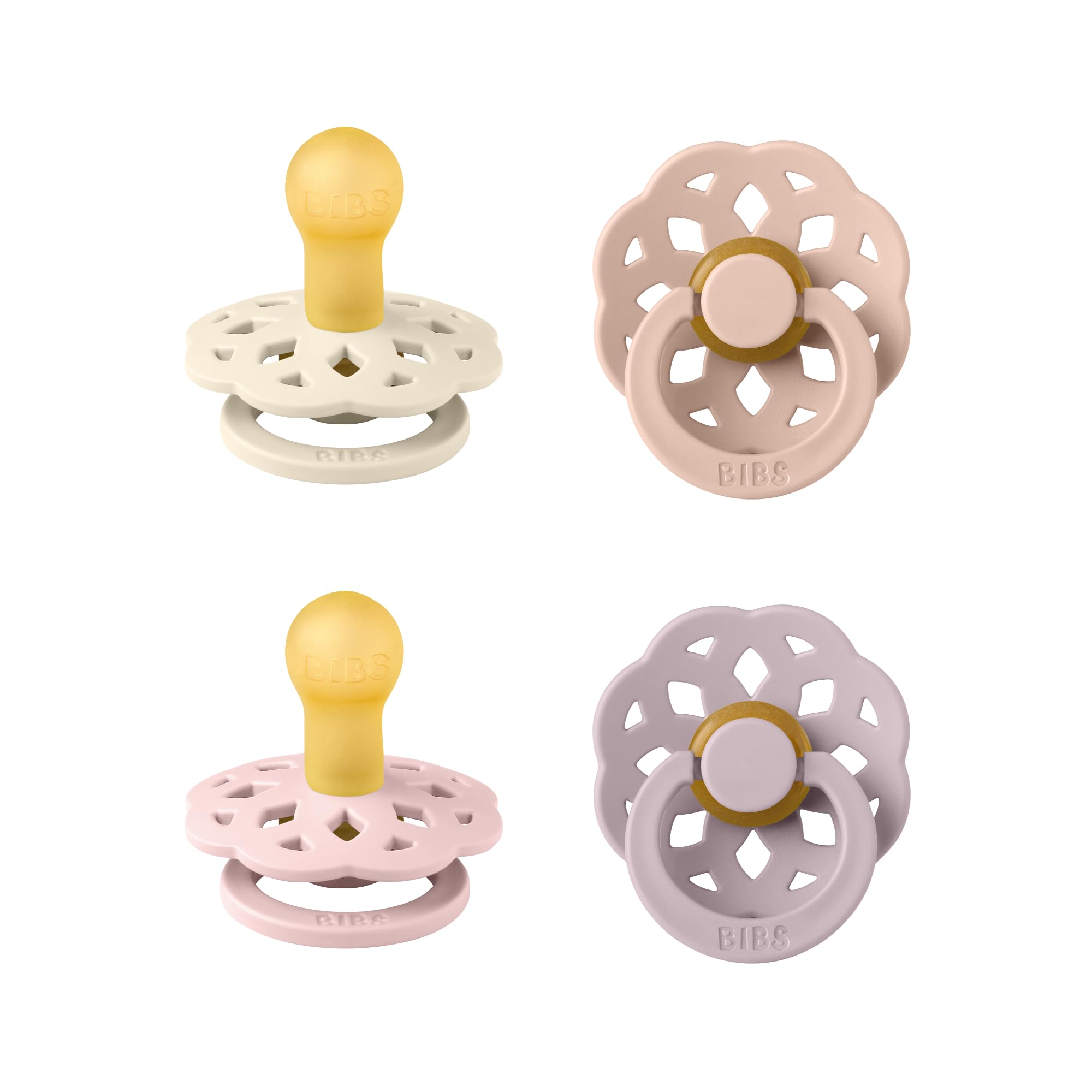 BIBS Boheme Pacifier 4-Pack | Natural Rubber Latex, Size 1 (0-6m)