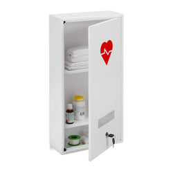 Relaxdays Lockable Steel Medicine Cabinet | 3 Compartments, White
