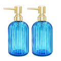 GCCL 2-Pack Glass Soap Dispenser - 14oz Transparent Blue Pump Bottle