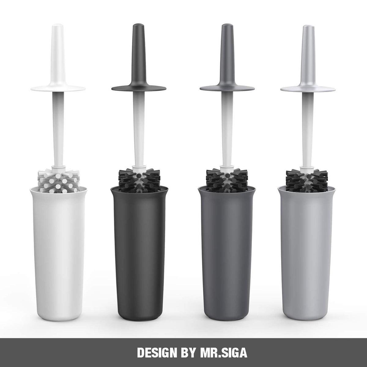MR.SIGA Toilet Bowl Brush and Holder for Bathroom, grey, 1 Pack