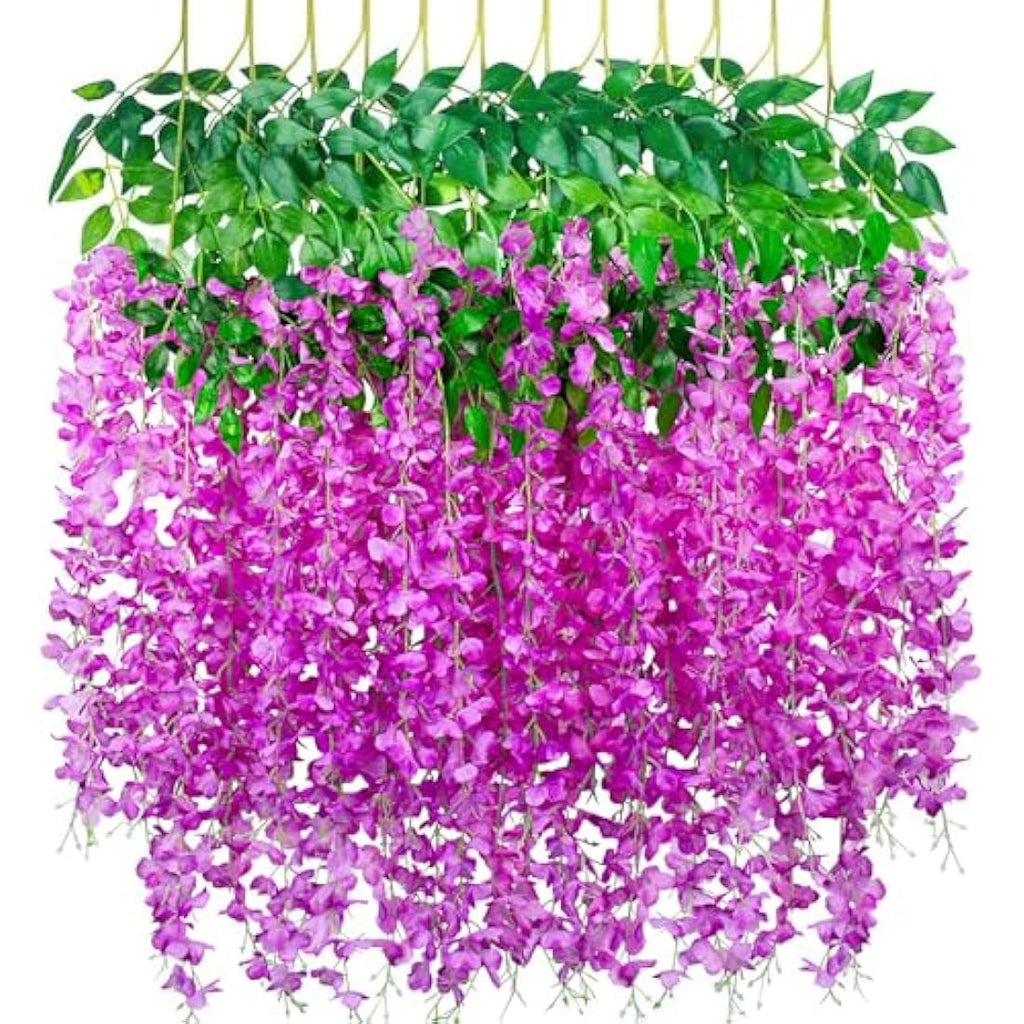 Jolof Store Artificial Wisteria Vine Hanging Garland - Silk Flowers, 12 Pack