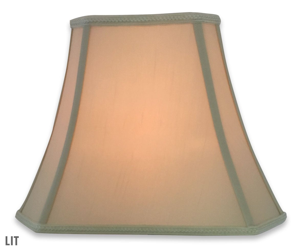 Royal Designs Rectangle Bell Cut Corner Shantung Silk Lamp Shade – Beige