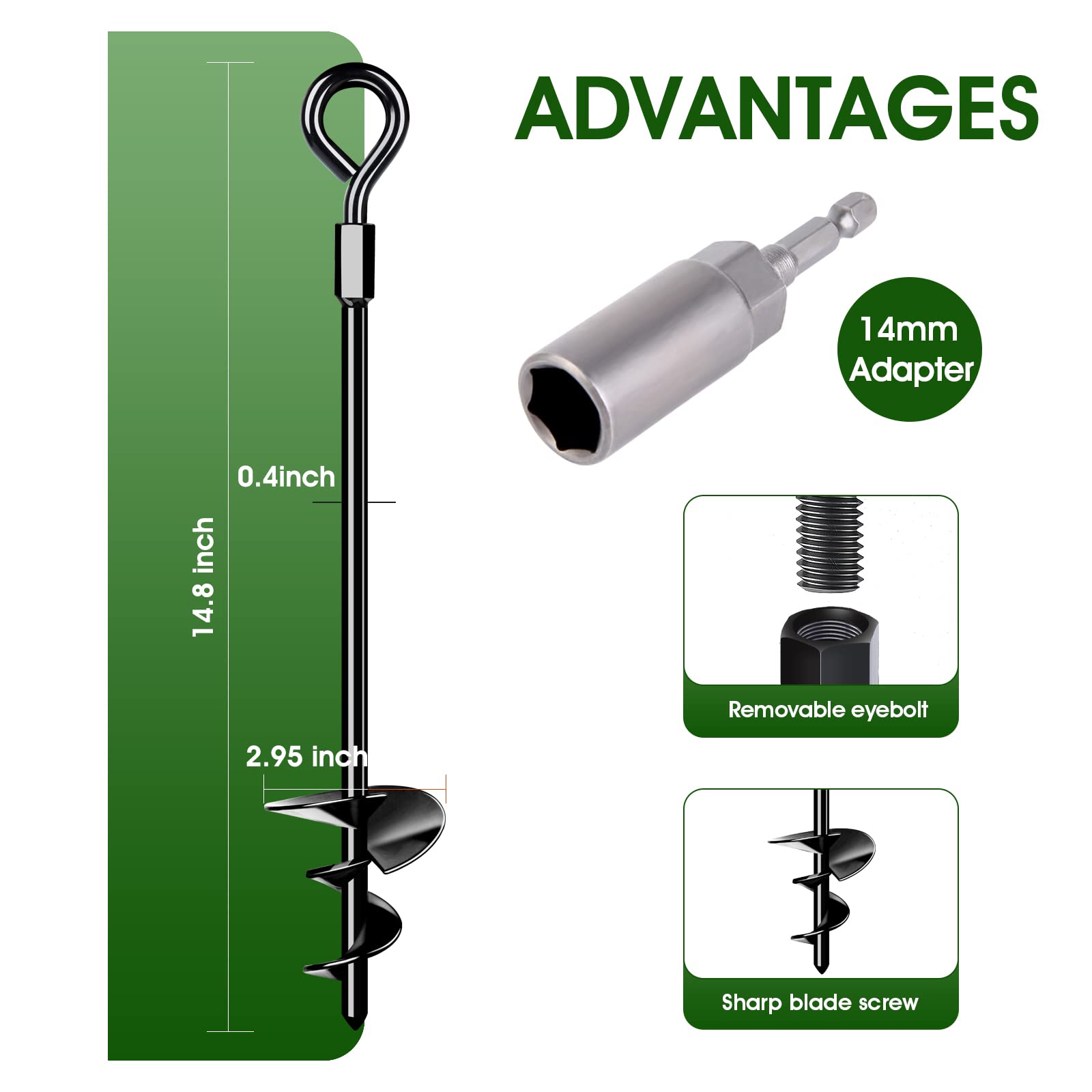 Kamfwert Heavy Duty Trampoline Ground Anchor Kit - 8 Pack Metal Stakes