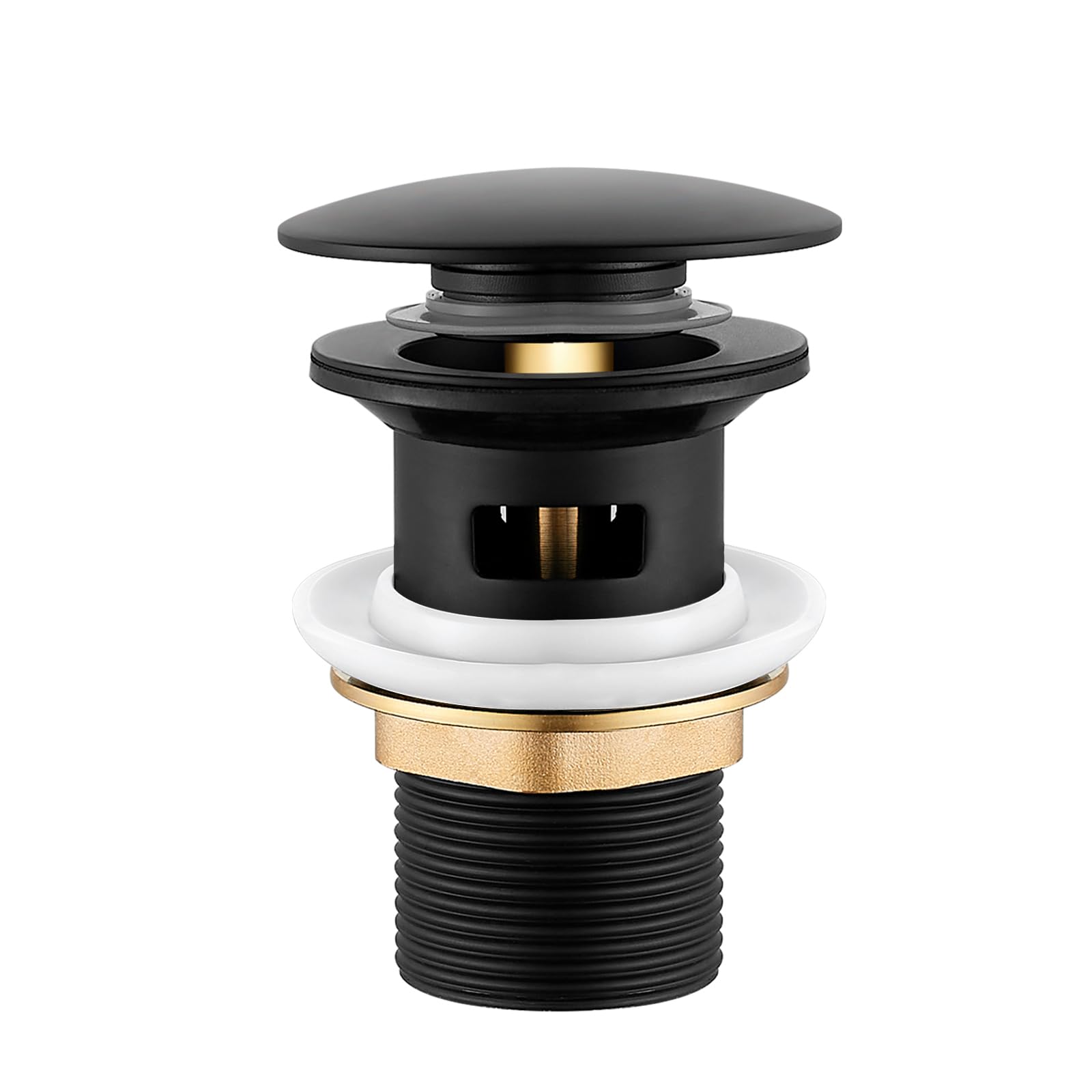 Black Slotted Pop Up Basin Waste – Brass Click Clack Plug