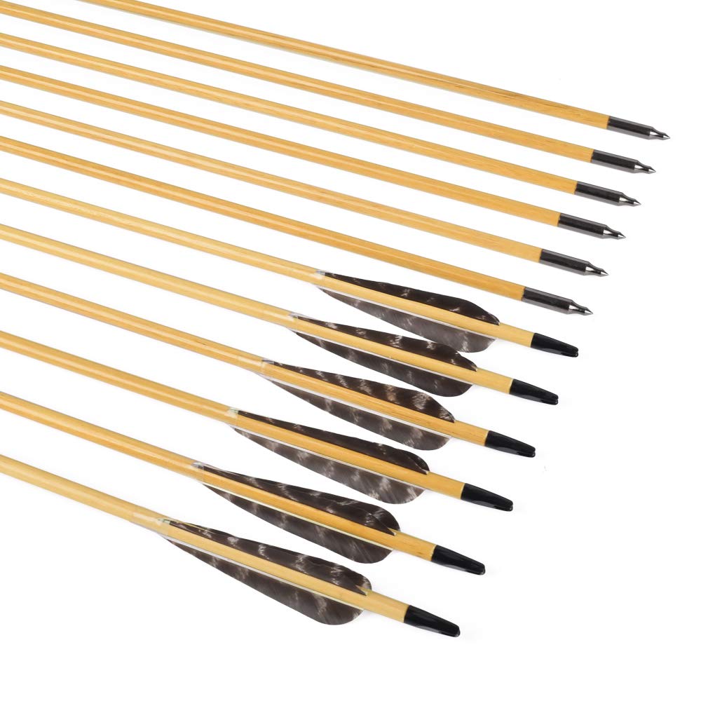 30" Wooden Hunting Arrows | 4" Turkey Feathers | Pack of 12