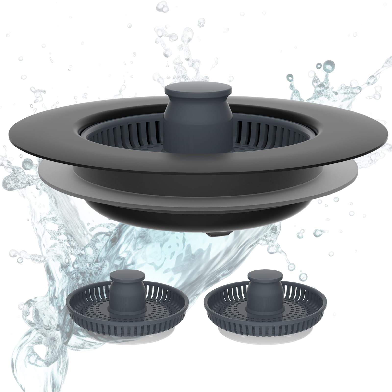 Hibbent Kitchen Sink Plug | 3-in-1 Stainless Steel Strainer & Stopper
