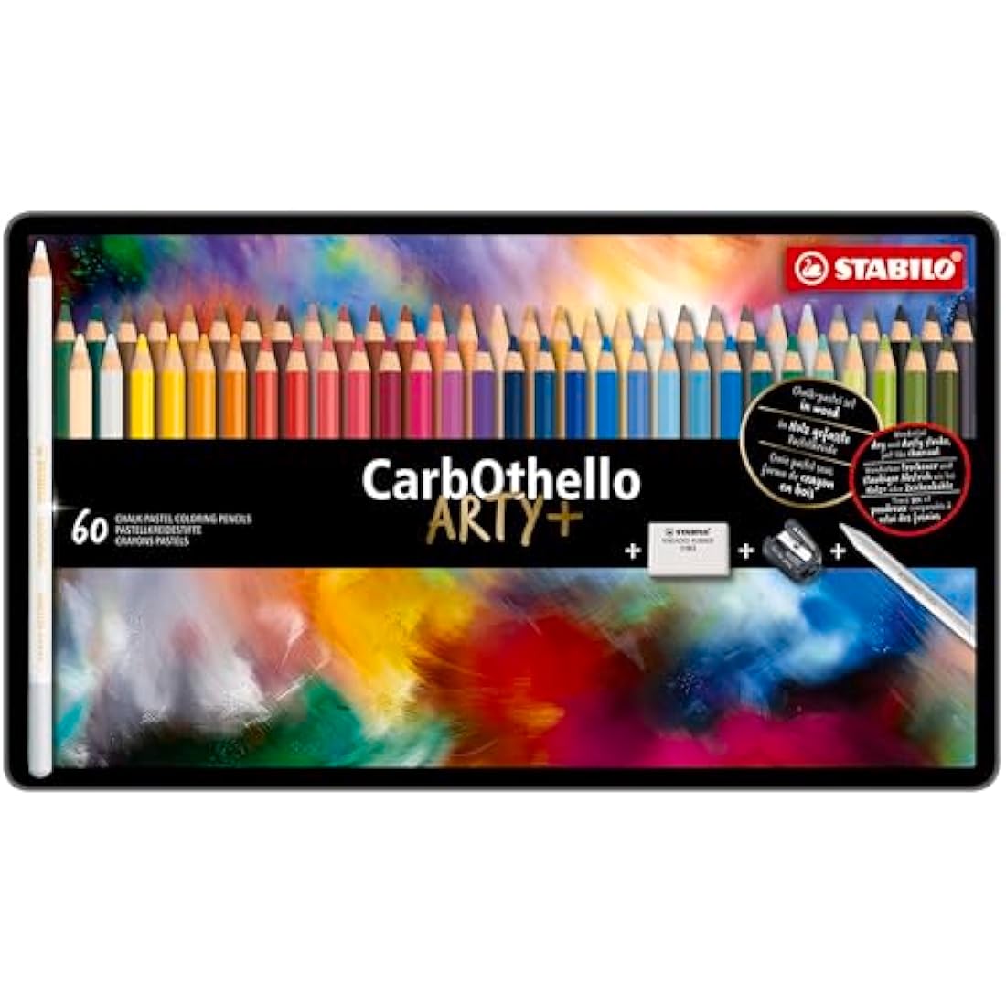 STABILO CarbOthello Chalk-Pastel Pencils | Tin of 60 Assorted Colours