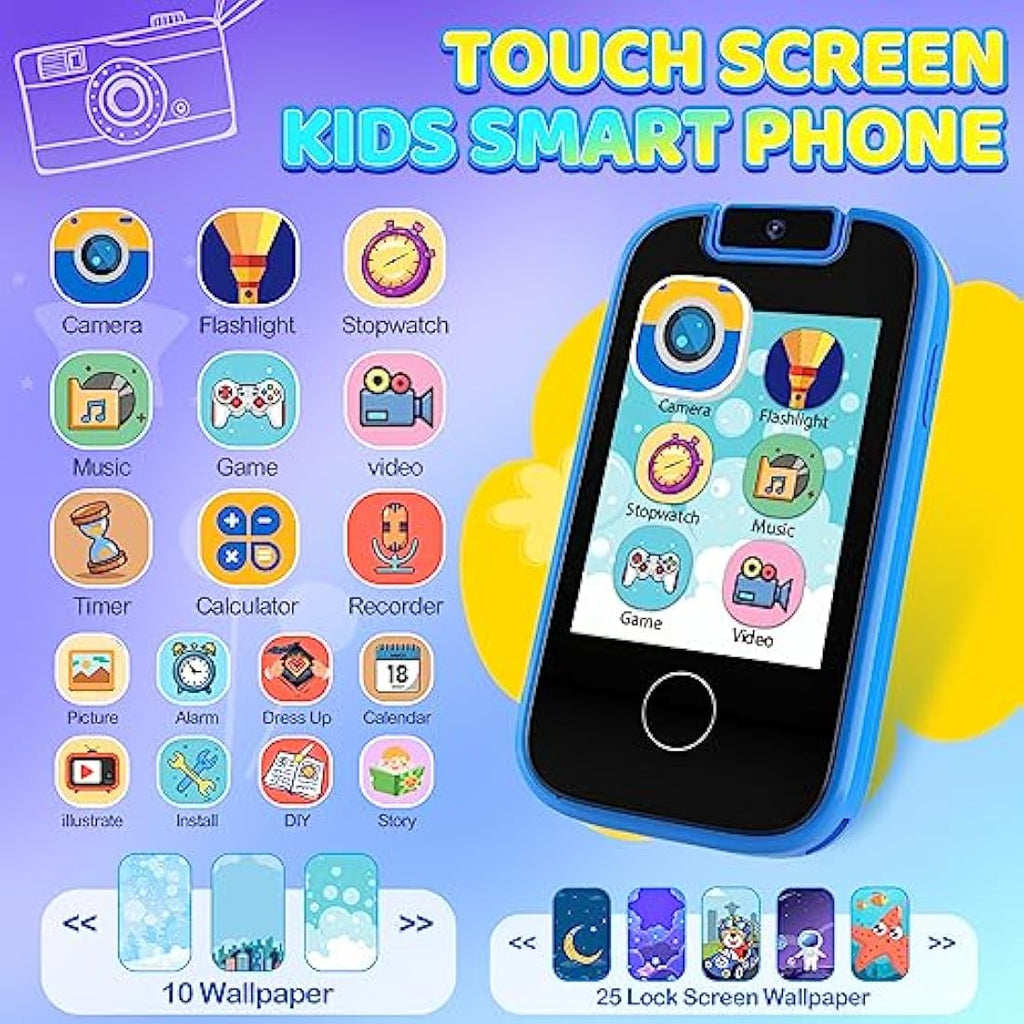 Jolof Store Kids Smart Phone | Dual Camera Toy Phone with MP3 & 8GB SD Card