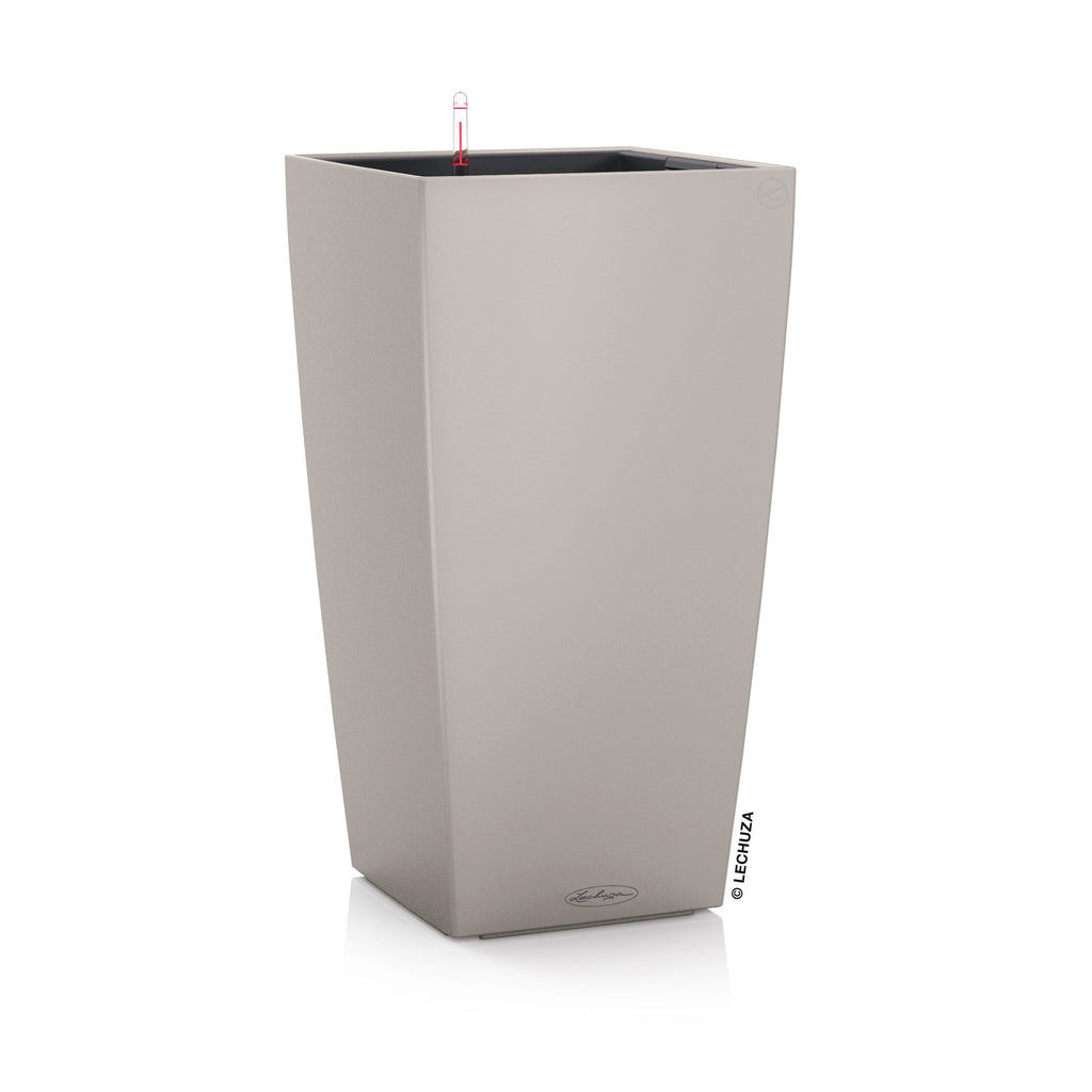Lechuza CUBICO Color 22 Self-Watering Planter | Sand Brown Poly-Resin