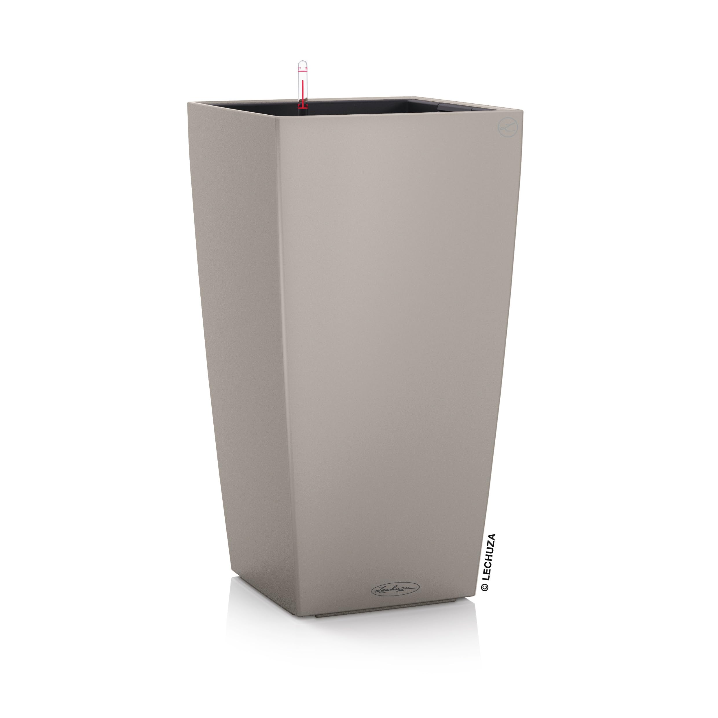 Lechuza CUBICO Color 22 Self-Watering Planter | Sand Brown Poly-Resin