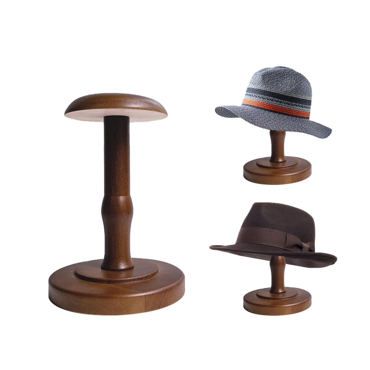 TINGSING Vintage Hat Rack Stand Rustic Brown Hat Display Stand - image 1