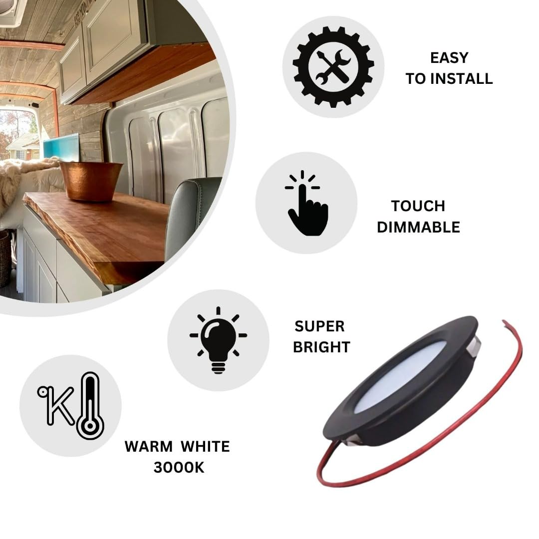 Marvix 12V LED Recessed Spot Lights | 4 Pack Touch Dimmable Black Downlights