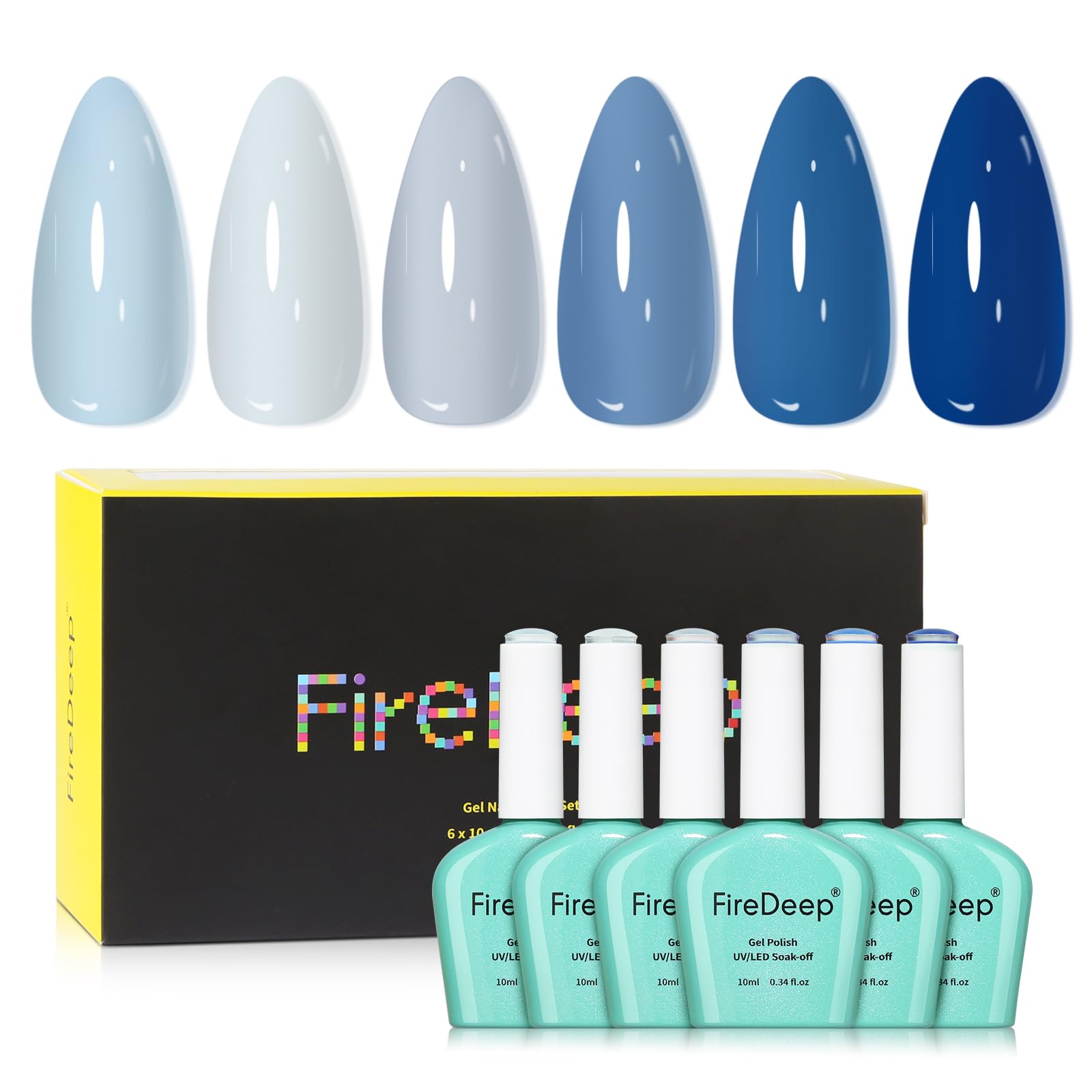 Firedeep Hema Free Gel Polish Set - 6 Colors Navy Blue & Nude Kit