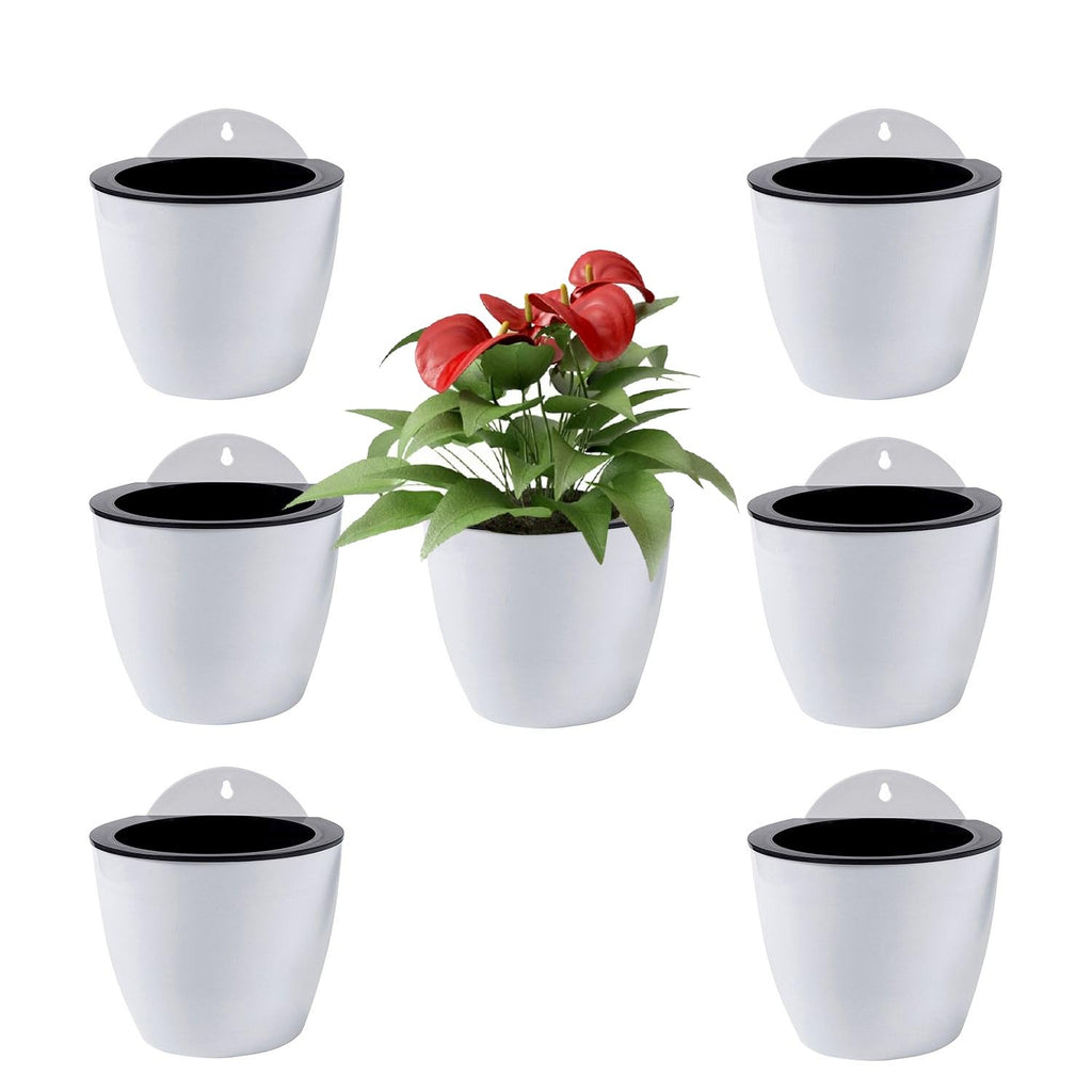 ShoppeWatch 7-Pack Self Watering Wall Planters - 5 Inch Hanging Pots