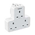 TESSAN 3-Way UK Plug Extension with Multi USB Charging Station