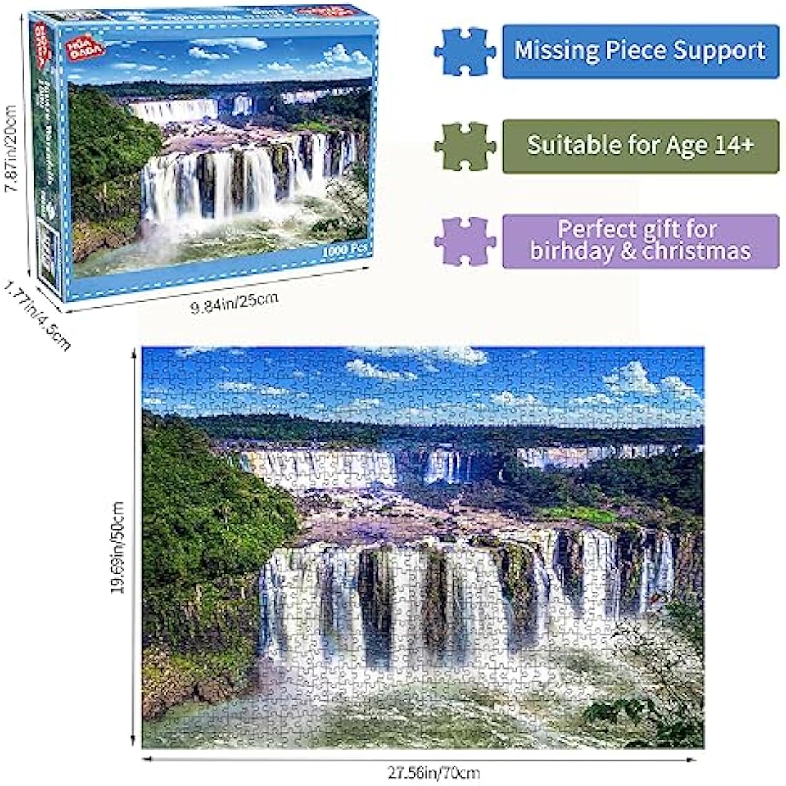 HUADADA Iguazu Waterfalls Jigsaw Puzzle for Adults - 1000 Piece Nature Set