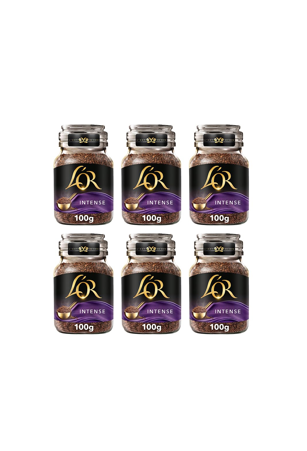 L'OR Intense Instant Coffee - Medium Dark Roast - 100g (Pack of 6)