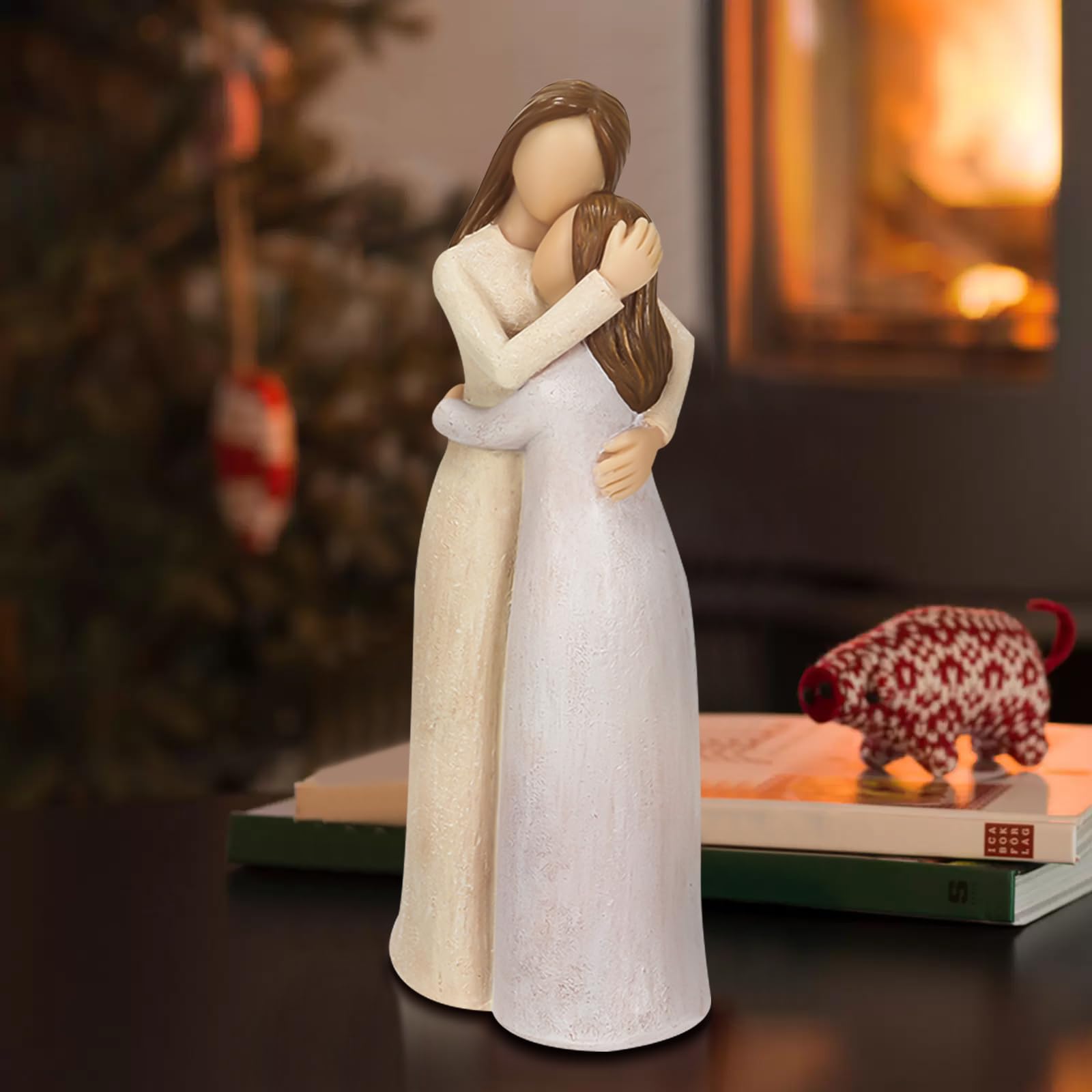 Carracci Mother Daughter Resin Figurine – Hand-Painted Sculpted Home Decor