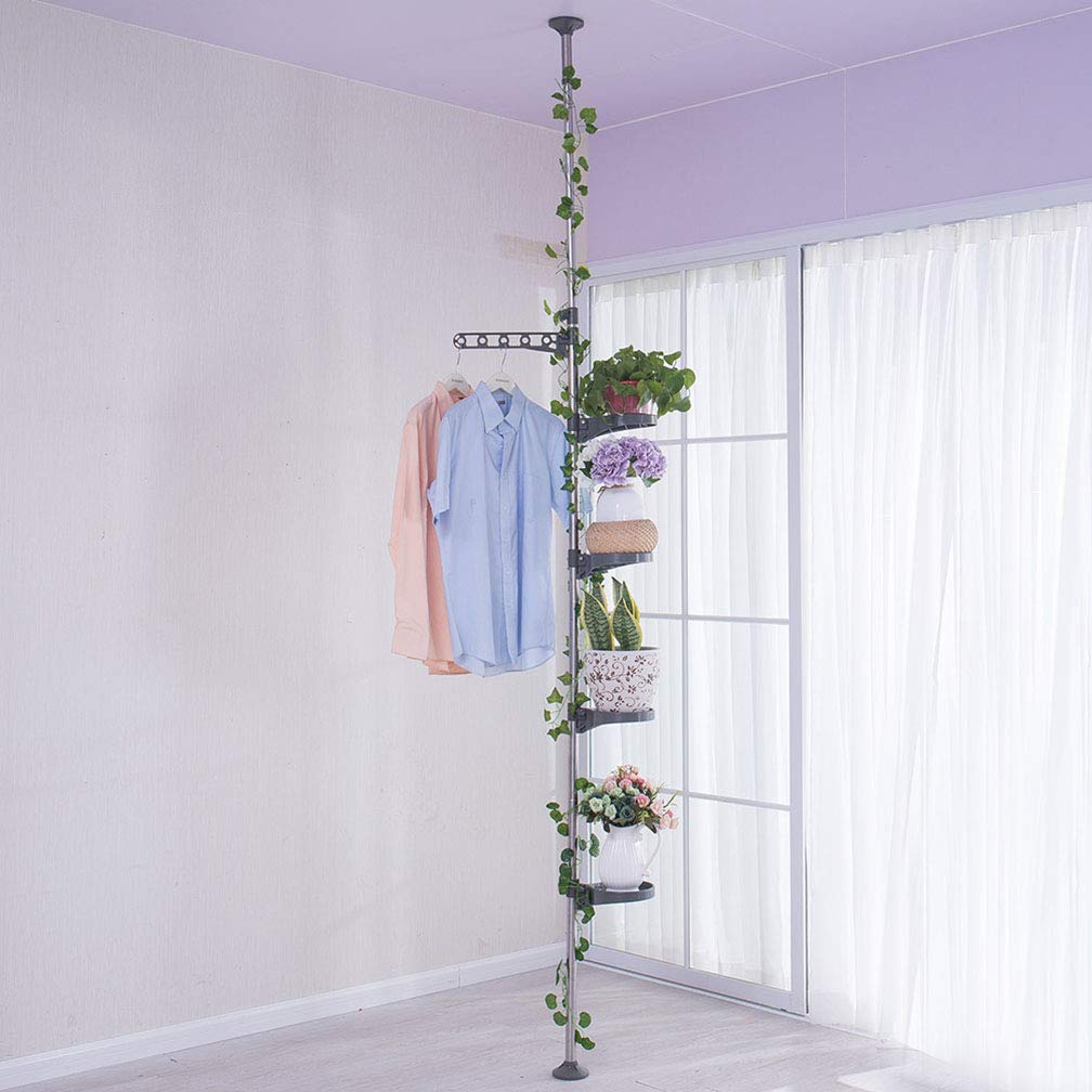 Hershii 5-Layer Tension Rod Plant Stand | Adjustable Corner Flower Rack