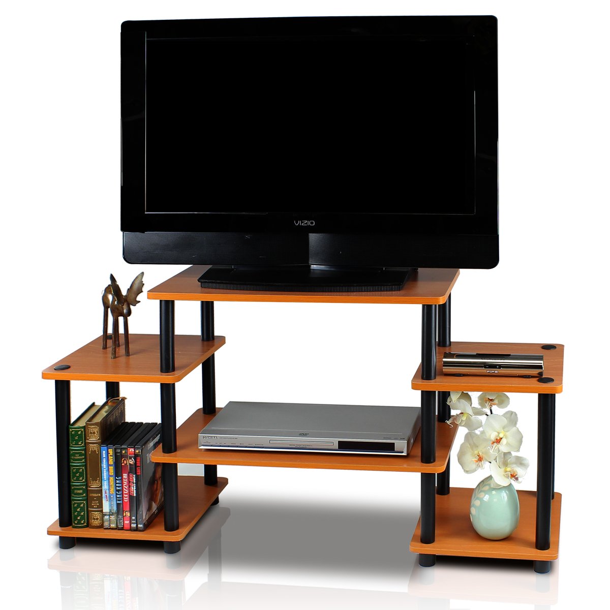 Furinno Turn-N-Tube TV Stand | Media Console for 32 Inch TV – Light Cherry