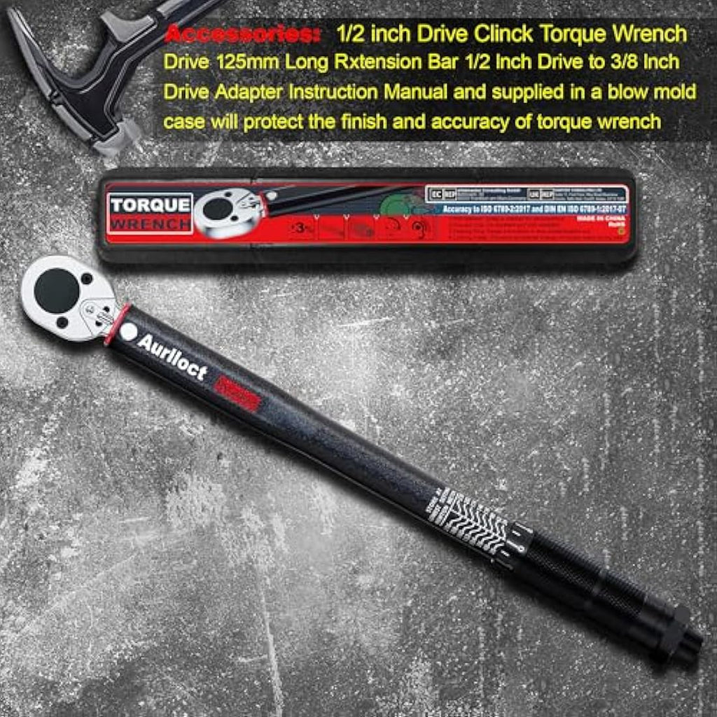 Jolof Store 1/2 Inch Drive Click Torque Wrench (20-230 Nm) - Black