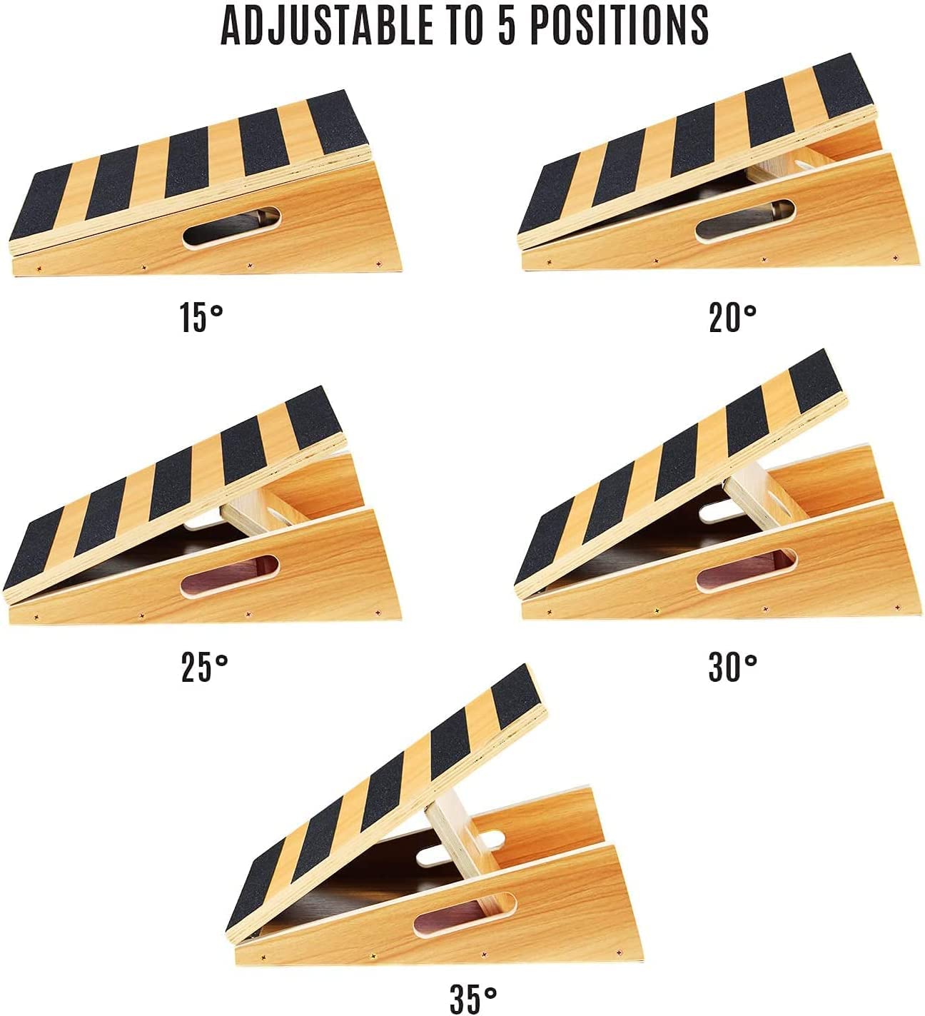 Yes4All Adjustable Wooden Slant Board - 5 Angle Calf Stretcher Incline