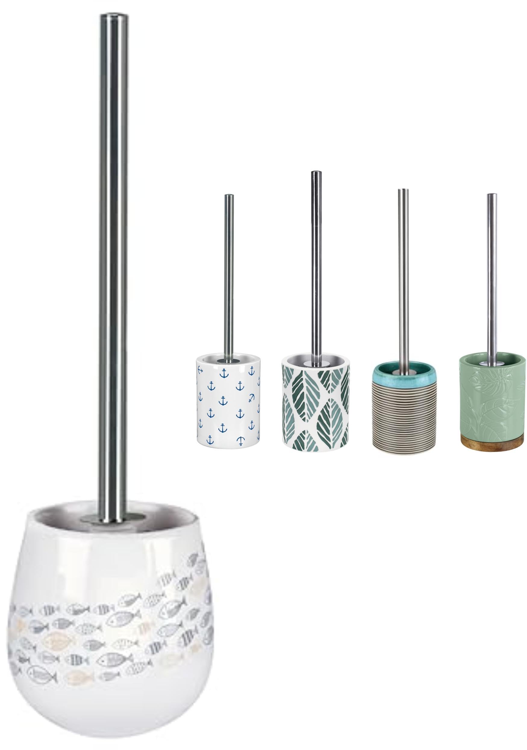 Jolof Store Shoal Stoneware Toilet Brush and Holder – White Ceramic