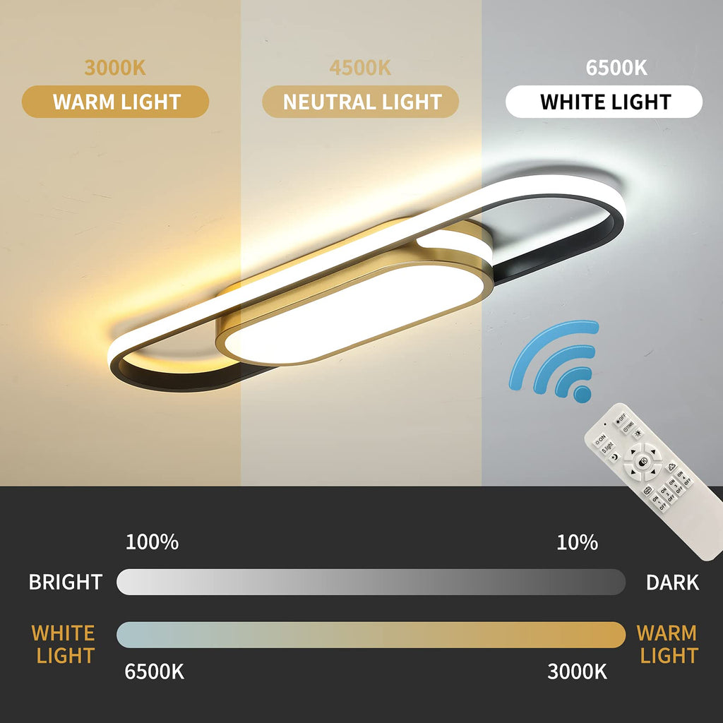 Oninio Modern Linear LED Ceiling Light – 70cm Dimmable Lamp with Remote