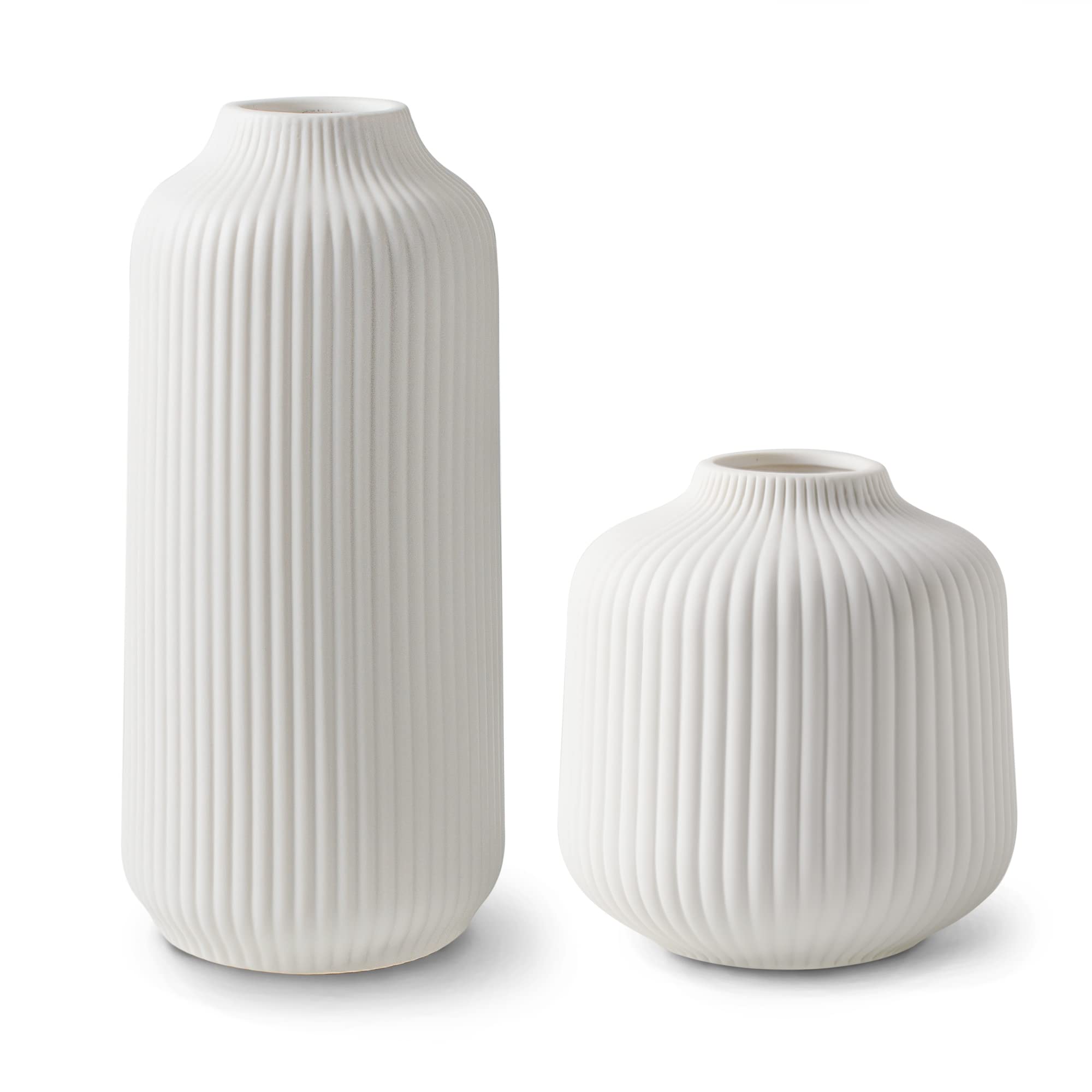 flature Ceramic Vases Set of 2 – Modern Nordic Boho Decor in Matte White